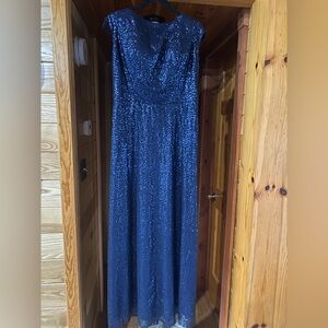 Elegant Blue Sequin Evening Gown